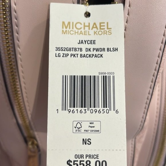 Michael Kors Jaycee Large Zip Pocket Backpack Dark Powder Blush - Picture 9 of 16